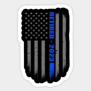 Retired Cop 2023 Thin Blue Line Flag Gift for Retired Police Officers Sticker